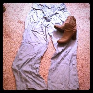 Super long wide leg linen-like pants